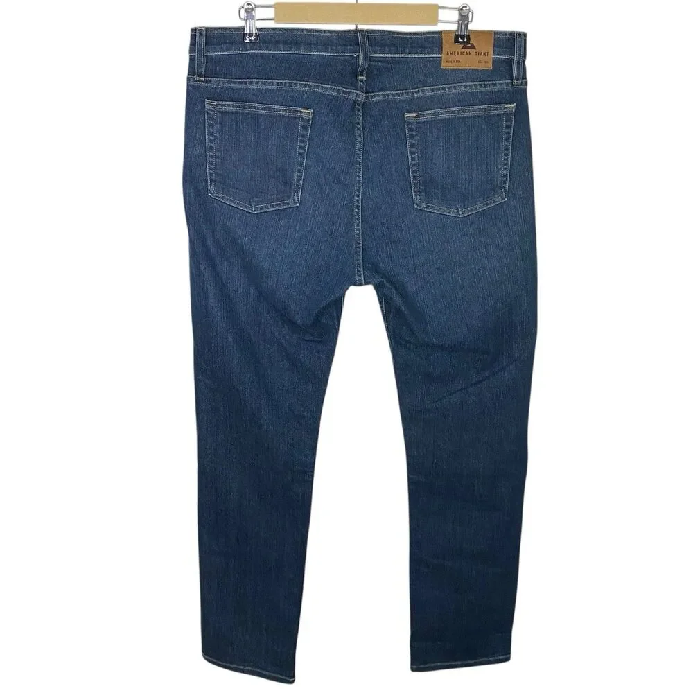 American Giant Dakota Straight Jeans Mens 38x32 Blue Denim Dark Vintage Wash NEW
